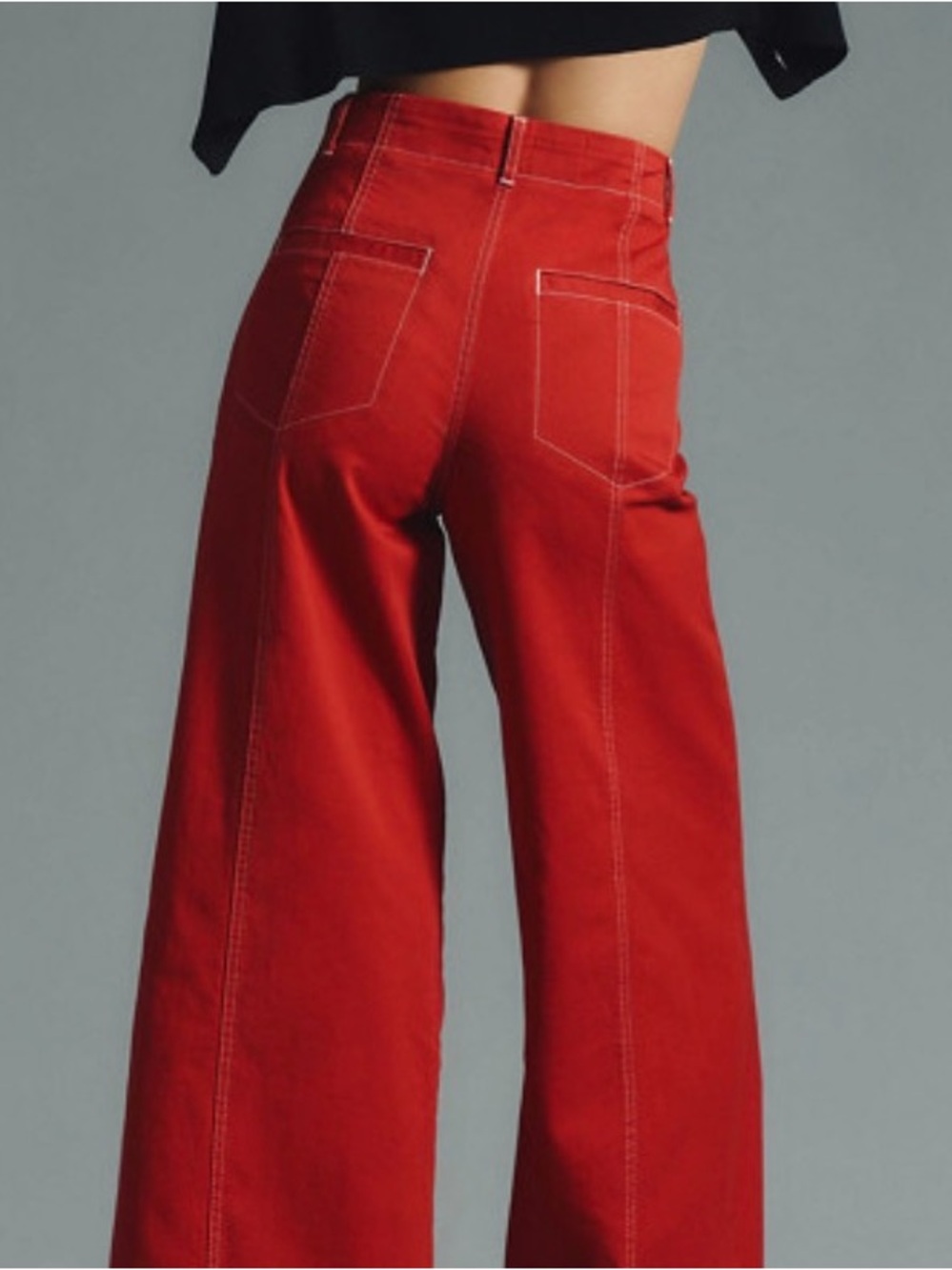 Maeve Anthropologie Jeans Wide Leg High-Rise Red Sz 29 - Picture 4 of 8